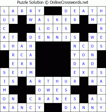 Solution for Crossword Puzzle #5568