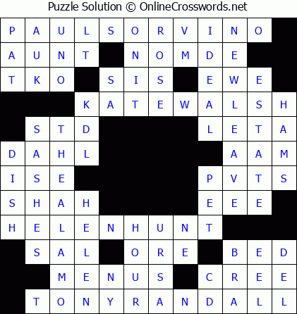 Solution for Crossword Puzzle #5578