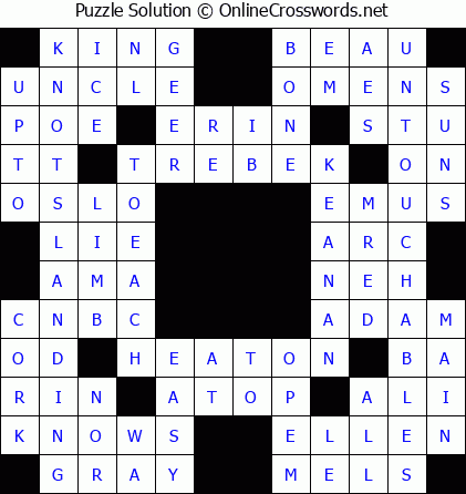 Solution for Crossword Puzzle #5583