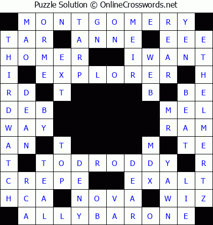 Solution for Crossword Puzzle #5584