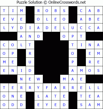 Solution for Crossword Puzzle #5585