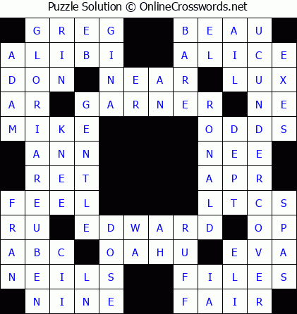 Solution for Crossword Puzzle #5586