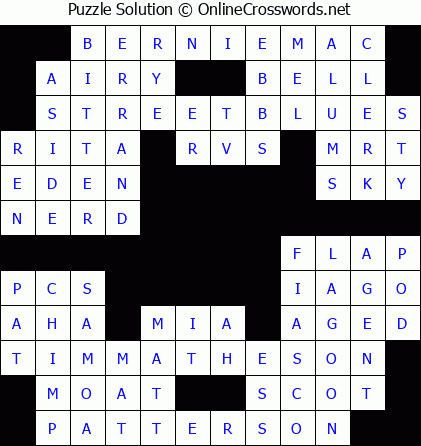 Solution for Crossword Puzzle #5587