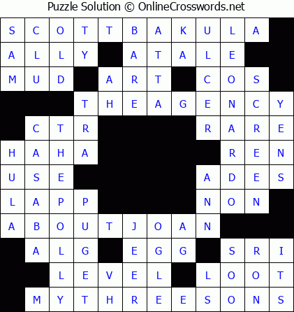 Solution for Crossword Puzzle #5590
