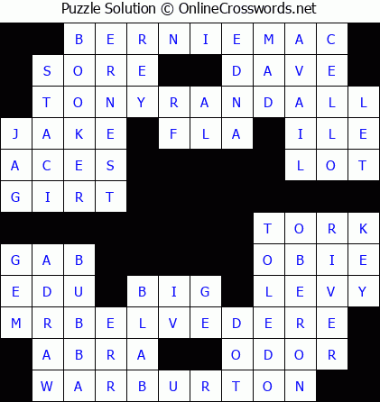 Solution for Crossword Puzzle #5593