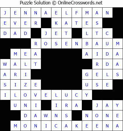 Solution for Crossword Puzzle #5594