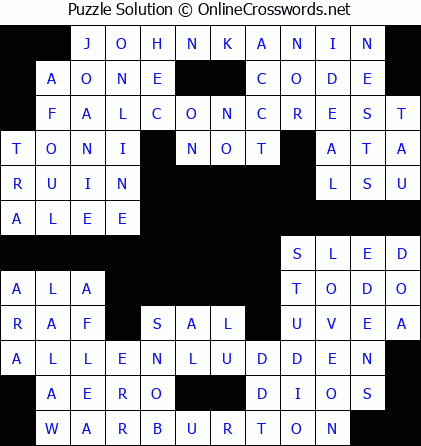 Solution for Crossword Puzzle #5595