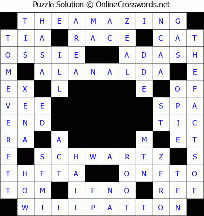 Solution for Crossword Puzzle #5596