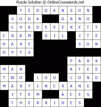 Solution for Crossword Puzzle #5597