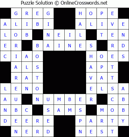 Solution for Crossword Puzzle #5598