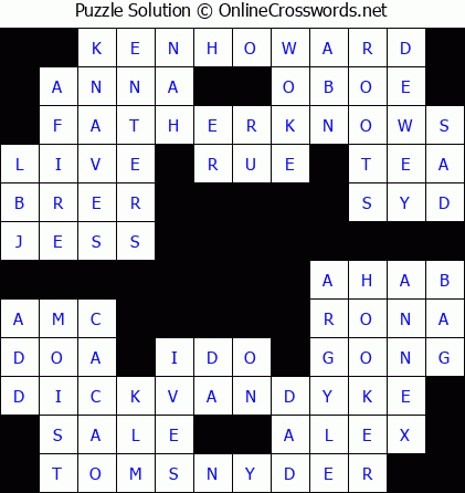 Solution for Crossword Puzzle #5599