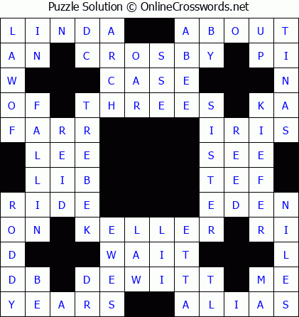 Solution for Crossword Puzzle #5600