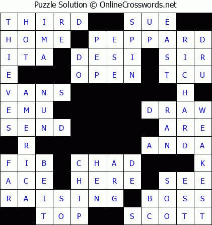 Solution for Crossword Puzzle #5601