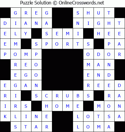 Solution for Crossword Puzzle #5603
