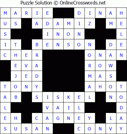Solution for Crossword Puzzle #5605