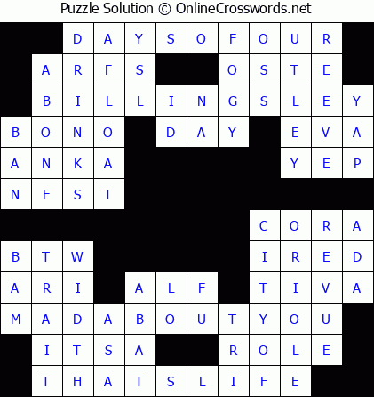 Solution for Crossword Puzzle #5607