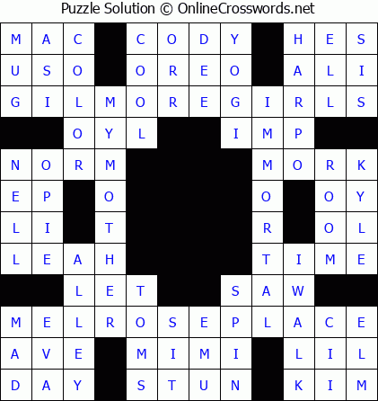 Solution for Crossword Puzzle #5609