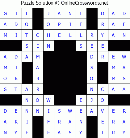 Solution for Crossword Puzzle #5614