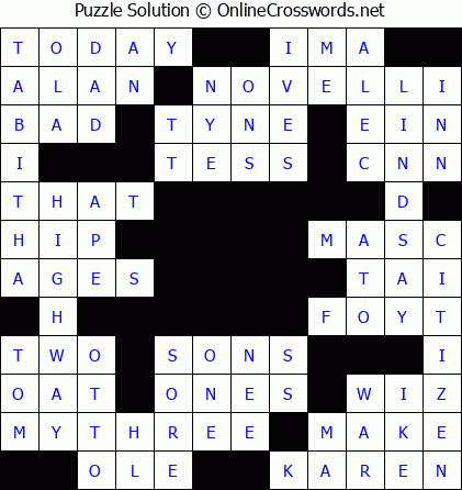 Solution for Crossword Puzzle #5616
