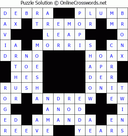 Solution for Crossword Puzzle #5621