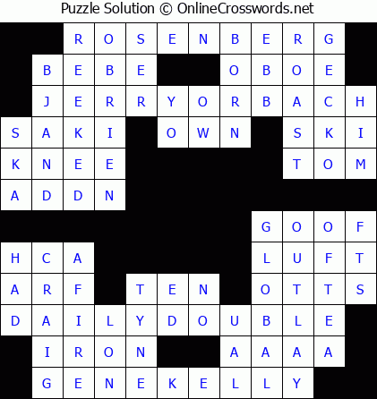 Solution for Crossword Puzzle #5625