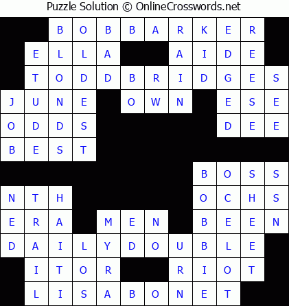 Solution for Crossword Puzzle #5627