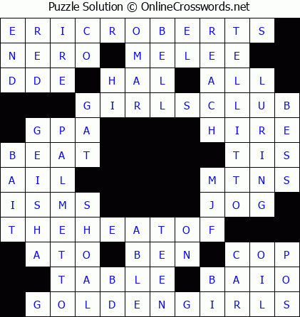 Solution for Crossword Puzzle #5640