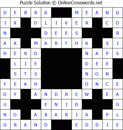 Solution for Crossword Puzzle #5647