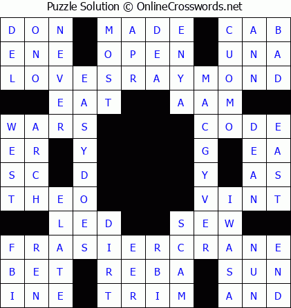 Solution for Crossword Puzzle #5657