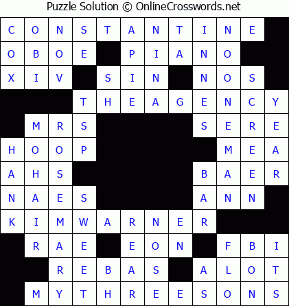 Solution for Crossword Puzzle #5662