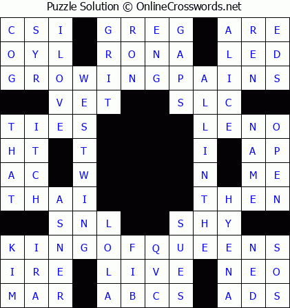Solution for Crossword Puzzle #5665