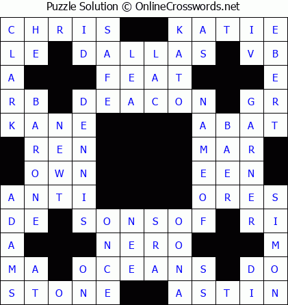 Solution for Crossword Puzzle #5667
