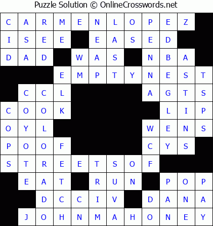 Solution for Crossword Puzzle #5670