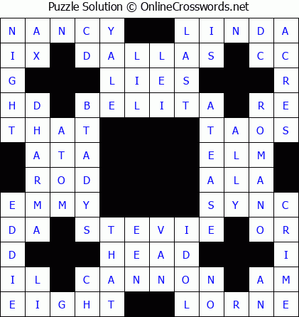 Solution for Crossword Puzzle #5674