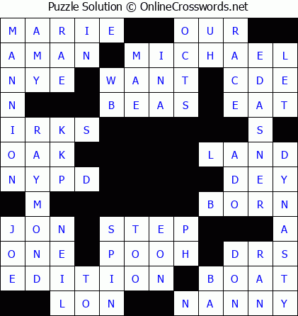 Solution for Crossword Puzzle #5676