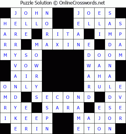Solution for Crossword Puzzle #5679