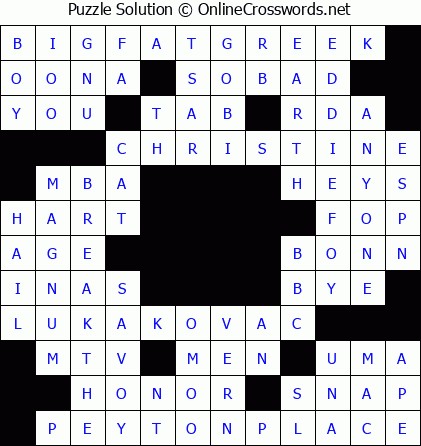 Solution for Crossword Puzzle #5680