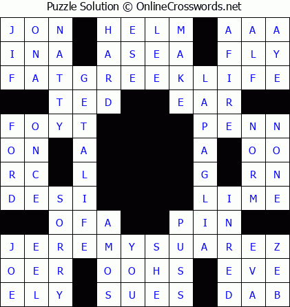 Solution for Crossword Puzzle #5687