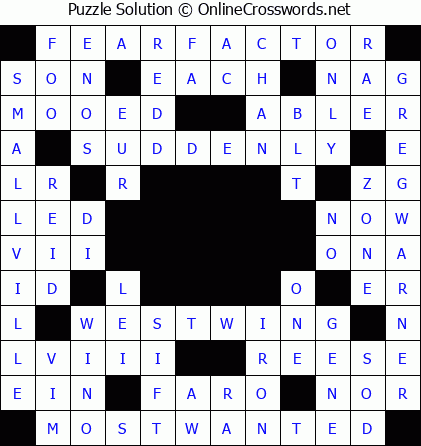 Solution for Crossword Puzzle #5694