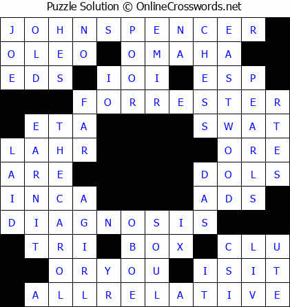 Solution for Crossword Puzzle #5696