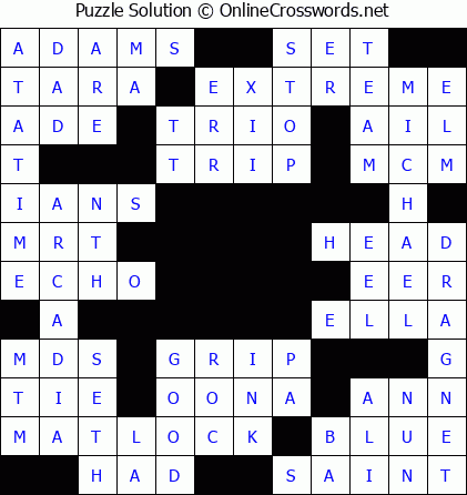 Solution for Crossword Puzzle #5699