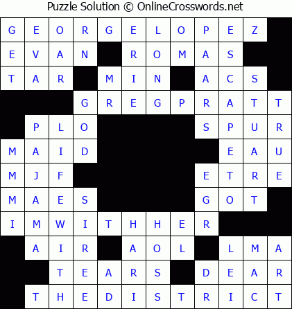 Solution for Crossword Puzzle #5700