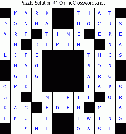Solution for Crossword Puzzle #5702