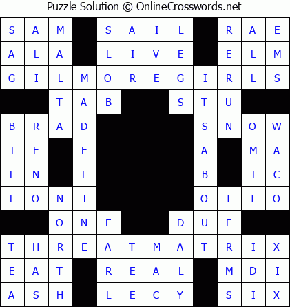 Solution for Crossword Puzzle #5703