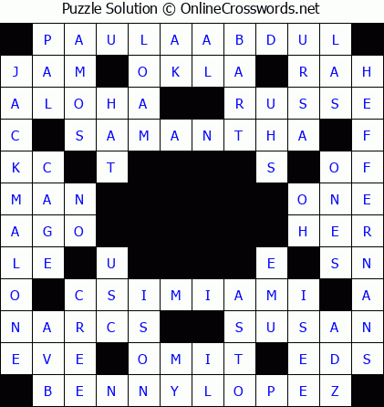Solution for Crossword Puzzle #5706