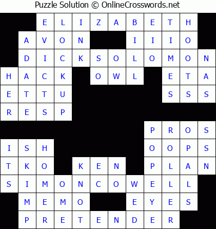 Solution for Crossword Puzzle #5707