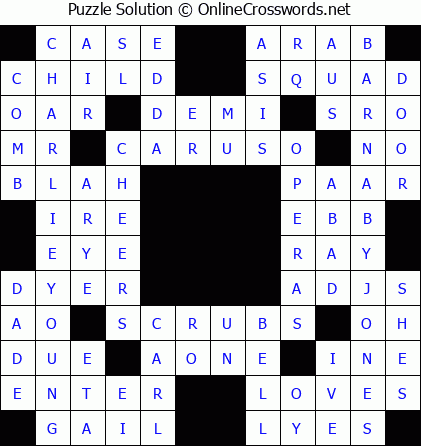 Solution for Crossword Puzzle #5708