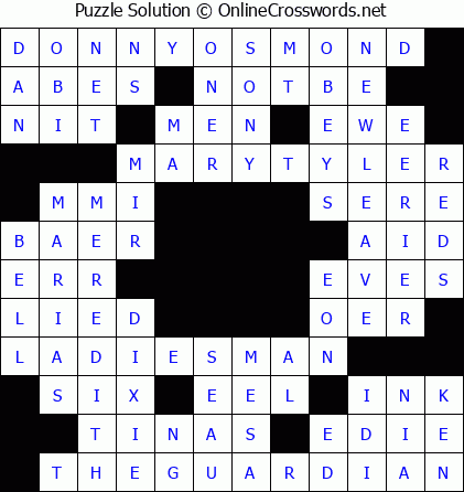 Solution for Crossword Puzzle #5709