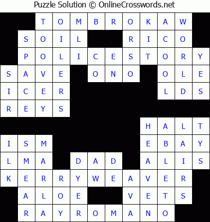 Solution for Crossword Puzzle #5711
