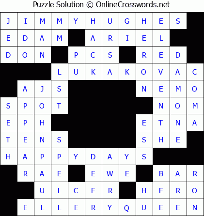 Solution for Crossword Puzzle #5712